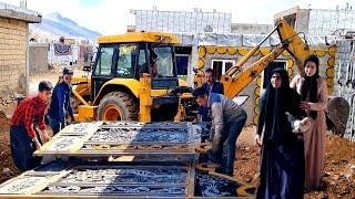 Abbas, with the help of his father, brought doors and windows from the market for the building.