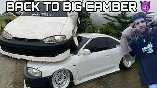 BACK TO -20 CAMBER AGAIN? + NEW AXLE INSTALLED + CAR BACK ON THE GROUND QUICK VLOG 65