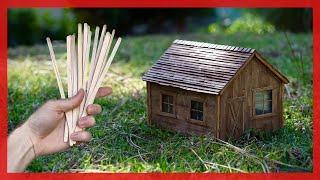 Building a Mini Model Cabin with Coffee Stir Sticks