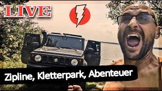 LIVE: Abenteuer im Kletterpark: Zipline über den See in Lötzen | Overlanding durch Europa | Tag 162