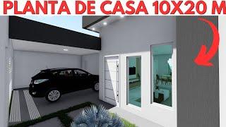 PLANTA DE CASA 10X20 METROS COM 3 QUARTOS!