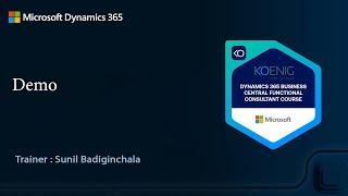 Learn MB-800T00: Microsoft Dynamics 365 Business Central Functional Consultant | Koenig Solutions