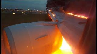 Plane engine catches fire on mid air