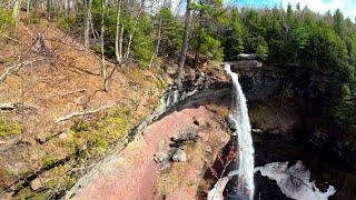 Kaaterskill Falls 4K drone Footage spring 2023