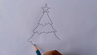 Christmas Tree || How to draw Christmas Tree drawing easy