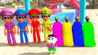 Colourful Little Singham And Granny Playing Hide and Seek Challenge With Shinchan || Gta 5 Gameplay