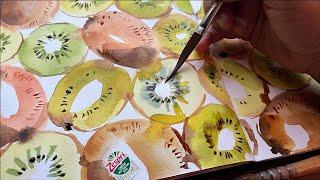 Loose Watercolor Tutorial for Beginners : Paint Kiwi Fruit