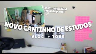 MEU CANTINHO DE ESTUDOS NOVO!!! | VLOG da faxina, reforma e organização + TOUR COMPLETO