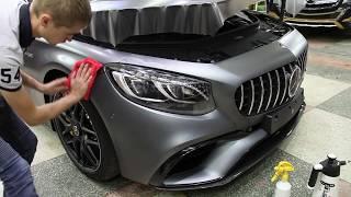 КЛЕИМ ПЛЕНКУ НА ФАРЫ MERCEDES S КУПЕ