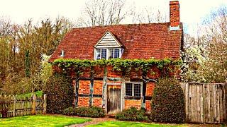 A Cozy Quiet Day Knitting in an English Cottage || No talking nature walk, fireplace and knitting