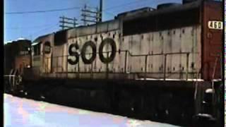 Sturtevant,WI Soo Line Rotten Pumpkin GP40  sandwich +2 caboose train.