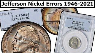 1946-2021 Jefferson Nickel Errors & Varieties Complete Guide - Values & Clear Explanation