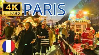 Paris, France   Christmas Lights 2024  Walking Tour 4K 60FPS HDR