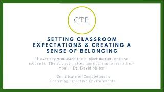 Setting Classroom Expectations and Creating a Sense of Belonging