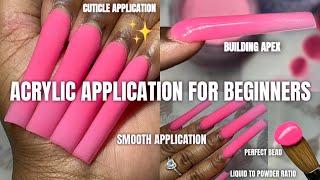 ACRYLIC APPLICATION FOR BEGINNERS | 101  APEX STRUCTURE | CUTICLE APPLICATION | STEP BY STEP