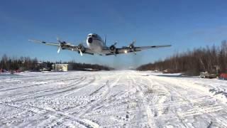 Dc6 snowy runway takeoff