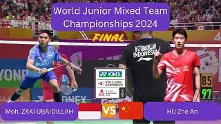 Moh. ZAKI UBAIDILLAH (INA) VS HU ZHE AN (CHN) | World Junior Mixed Team Championships 2024