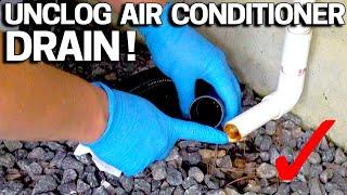 How to UNCLOG your AC DRAIN Condensate line FAST - Water stains on Ceiling? or in the Pan