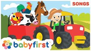 The Farmer in the dell | Nursery rhymes for kids w Larry & Farm animals | Kids songs | BabyFirst TV