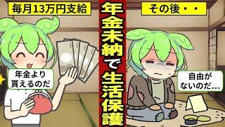 年金未納で生活保護を受けるとどうなる？日本で生活保護受給者は約200万人…年金未払い…【ずんだもん｜定年退職｜厚生年金｜国民年金】