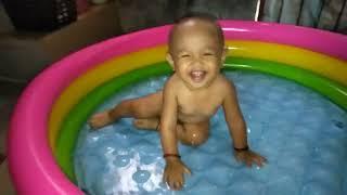 Thirdy's first swimming in the Pool