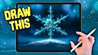 SNOWFLAKE DRAWING TUTORIAL Realistic and EASY in PROCREATE