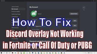 How To Fix Discord Overlay Not Working in Fortnite or Call Of Duty or PUBG