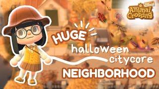 huge halloween neighborhood + autumn able sisters ⋆.࿔*:･⋆ |  acnh speedbuild