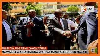 Rigathi Gachagua arrives at Milimani Law Courts for the hearing of his impeachment case