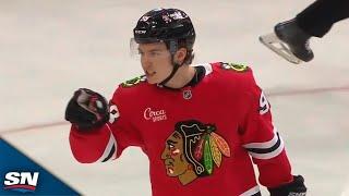 Blackhawks' Connor Bedard Buries Goal From One Knee vs. Predators