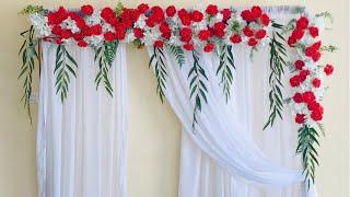 Make Red And White Backdrop Effortlessly | Wedding,Birthday Engagement Backdrop