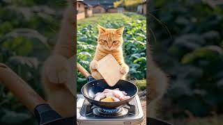 Cat cooking and eating#meow #kitten #cats #cat kittens