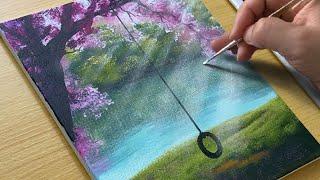 How to Paint Lake Scenery / Acrylic Painting for Beginners