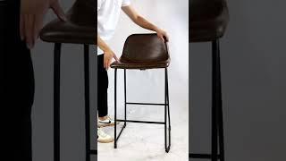 Upholstered kitchen island stool Modern fabric wing back high dining kitchen chair with footrest