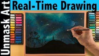 How to Draw a Night Sky with Soft Pastels | Real Time Tutorial