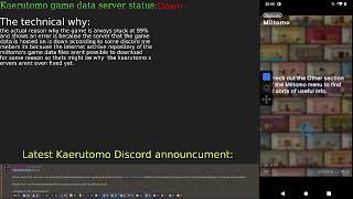 Kaerutomo server game data status