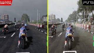 TT ISLE OF MAN: RIDE ON THE EDGE 3 Nintendo Switch vs PS5 Rain Effect Graphics Comparison