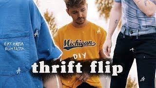 THRIFT FLIP - DIY'ing Mens Thrifted Clothing (No Sew)  // Imdrewscott