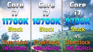 i7 11700K Stock vs OC @5.0GHz vs i7 10700K Stock vs OC @5.0GHz vs i7 9700K Stock vs OC @5.0GHz