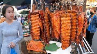 Best Cambodian street food | Tasty Delicious Roasted Pork Ribs, Duck & Fish in Phnom Penh 2024