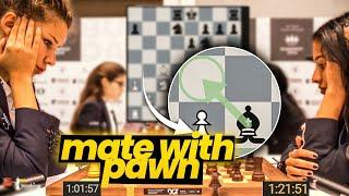 Divya Deshmukh checkmates her opponent with a pawn