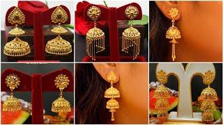 Light Weight Gold Jhumki Earrings Designs 2024  || New Gold Jhumki  ||