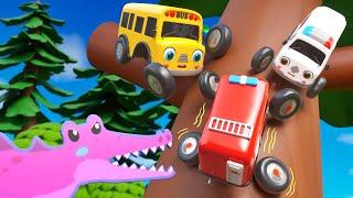 Help Me! | Rescue Baby Car From Shark | Animal Family Bus Song | Nursery Rhymes & Kids Songs