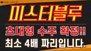 미스터블루 - 초대형 수주 확정!! 최소 4배 짜리입니다.