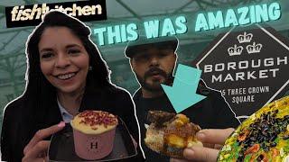 AMERICANS TRY FAMOUS BRITISH FOODS AT ONE OF THE WORLDS BEST FOOD MARKET | BOROUGH MARKET LONDON