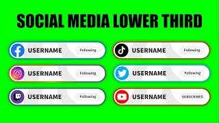 Social Media Lower Third Animation For Your Videos - GREEN SCREEN