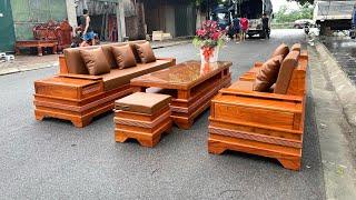 Bộ bàn ghế Sofa zito chân pháo tay cánh gà gỗ hương đá #xuhuongyoutube