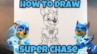 HOW TO DRAW SUPER CHASE | PAW PATROL MIGHTY PUPS | Easy Step-by-Step Tutorial | FOR KIDS