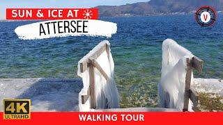 Attersee Austria in a cold  and icy scenery  4K Virtual Walking Tour