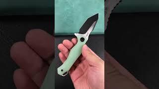 KUBEY KU230F Golf EDC Fixed Blade Knife Jade G-10 Handle  3.1" Black Titanium Coated   AUS-10